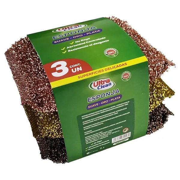 ESPONJA SUAVE-ORO-PLATA ULTRA CLEAN (Caja x10 PAKS)
