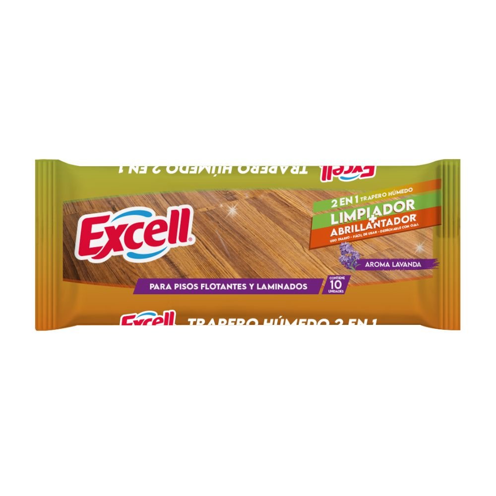 TRAPERO HUMEDO 2 EN 1 [LIMPIADOR +ABRILLANTADOR ] EXCELL (Caja x10)