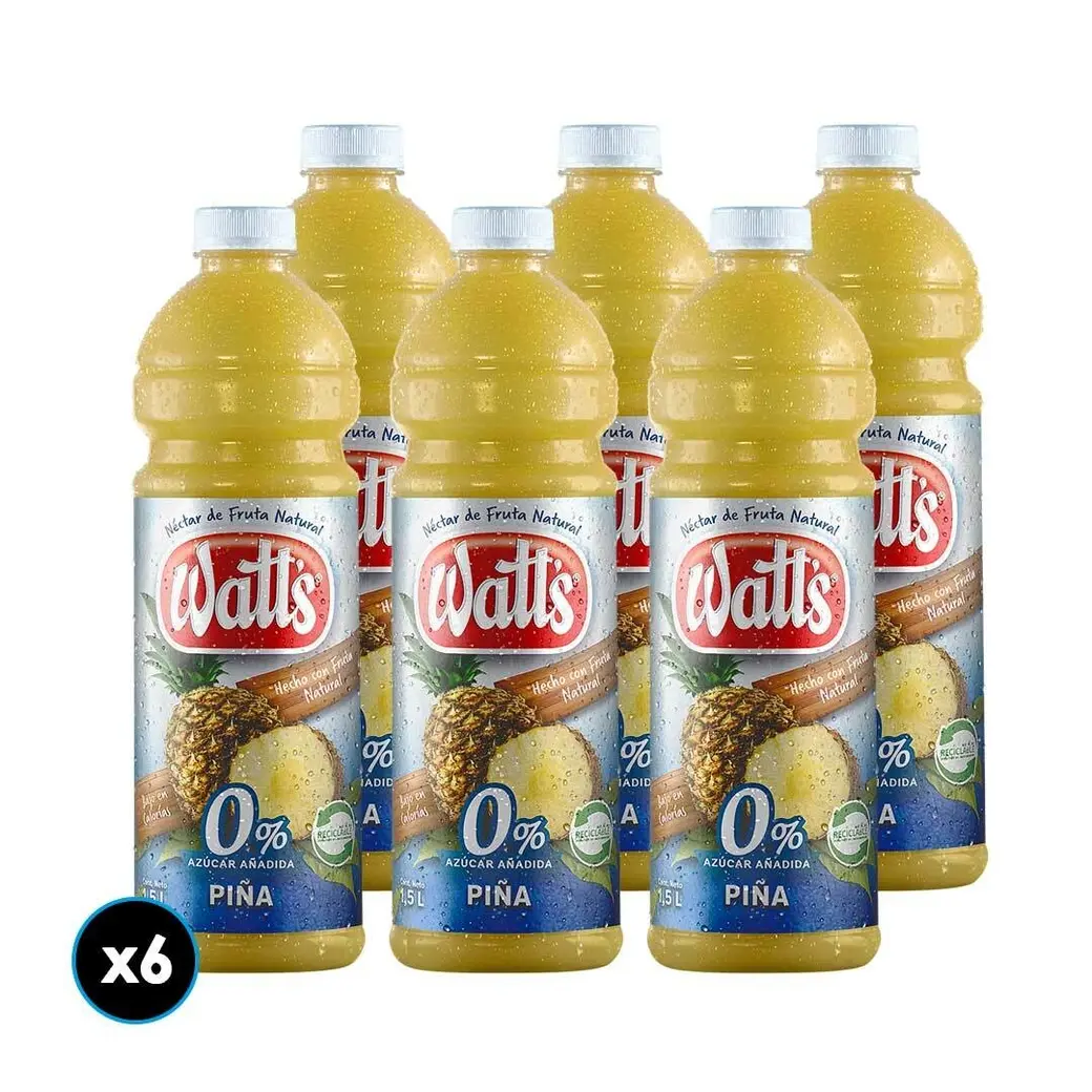 WATTS 1.5LT DESECHABLE x 6 unidades - PIÑA ZERO